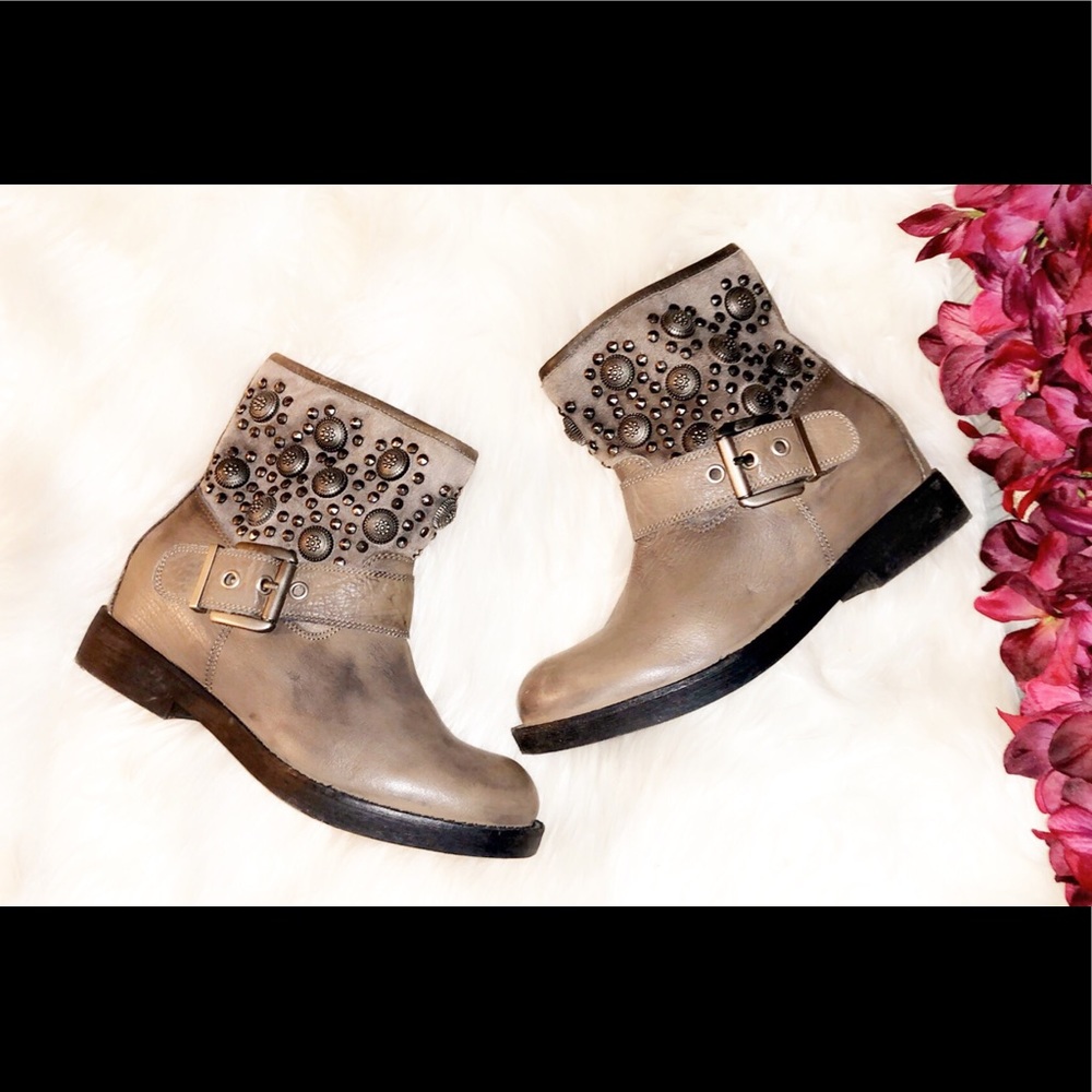 ALESYA Stud Leather Ankle Bootie